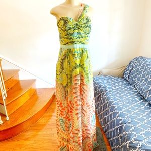 •BCBG• multicolor chiffon gown